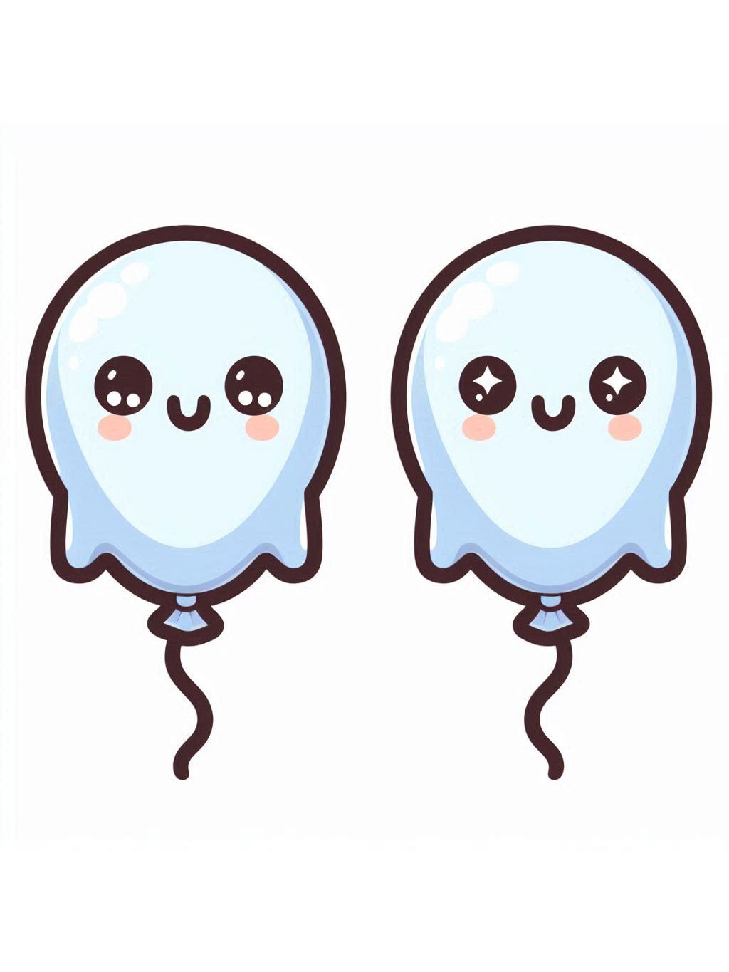 cute halloween drawings for kids 2, featuring two adorable ghost balloons with cheerful expressions.